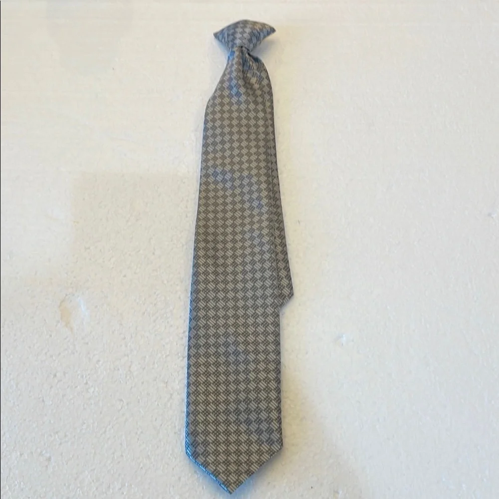 George Boys clip on Tie 15“ silver gray patterned formal